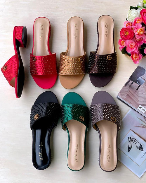 Block slippers heels